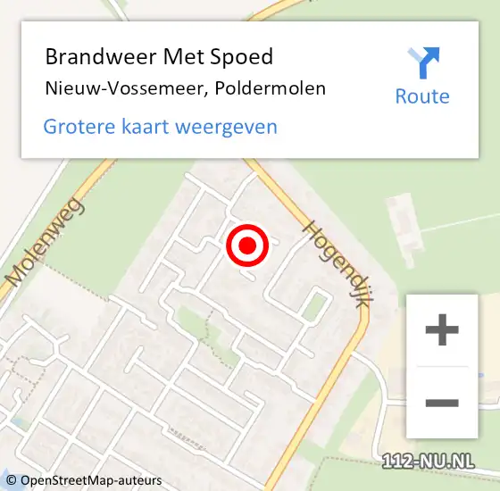 Locatie op kaart van de 112 melding: Brandweer Met Spoed Naar Nieuw-Vossemeer, Poldermolen op 22 januari 2018 11:29