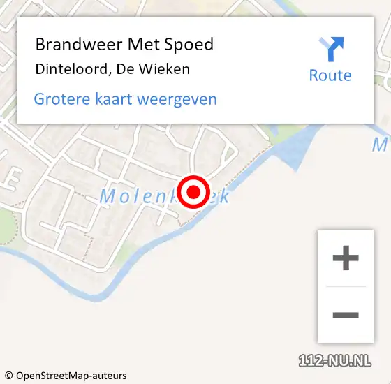 Locatie op kaart van de 112 melding: Brandweer Met Spoed Naar Dinteloord, De Wieken op 22 januari 2018 11:58