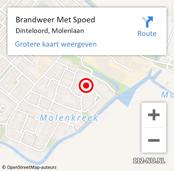 Locatie op kaart van de 112 melding: Brandweer Met Spoed Naar Dinteloord, Molenlaan op 22 januari 2018 12:05