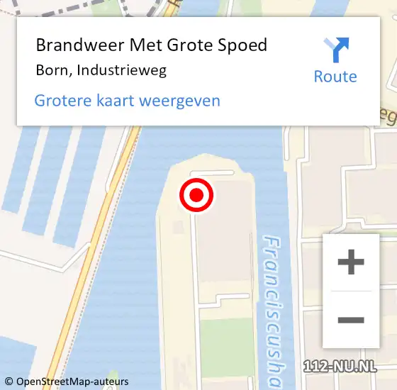 Locatie op kaart van de 112 melding: Brandweer Met Grote Spoed Naar Born, Industrieweg op 22 januari 2018 12:46