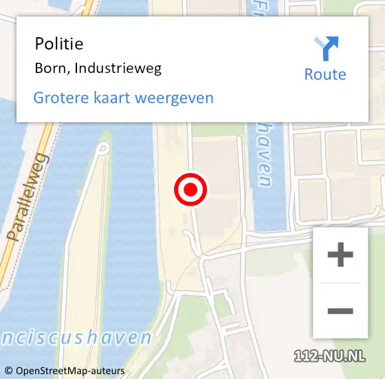 Locatie op kaart van de 112 melding: Politie Born, Industrieweg op 22 januari 2018 12:50