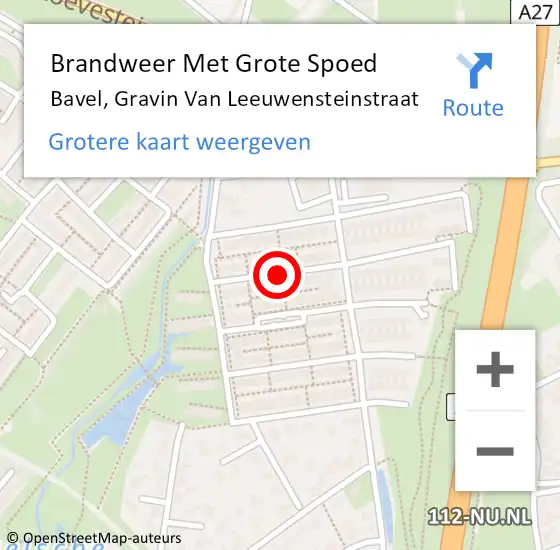 Locatie op kaart van de 112 melding: Brandweer Met Grote Spoed Naar Bavel, Gravin Van Leeuwensteinstraat op 22 januari 2018 13:00