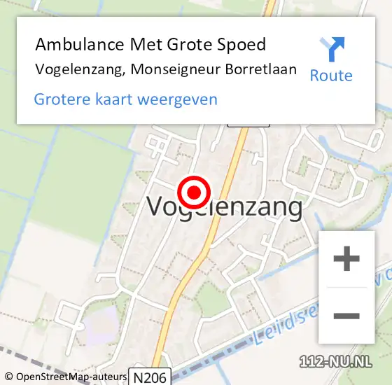 Locatie op kaart van de 112 melding: Ambulance Met Grote Spoed Naar Vogelenzang, Monseigneur Borretlaan op 22 januari 2018 13:09