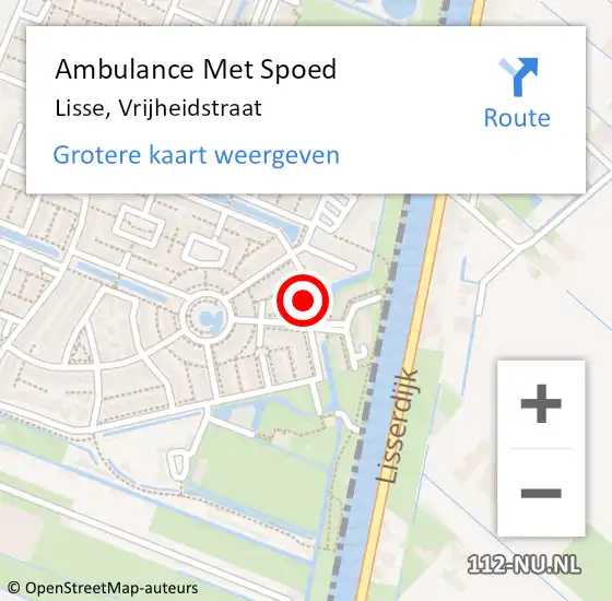 Locatie op kaart van de 112 melding: Ambulance Met Spoed Naar Lisse, Vrijheidstraat op 22 januari 2018 13:55