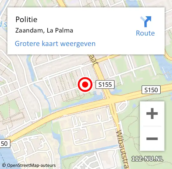 Locatie op kaart van de 112 melding: Politie Zaandam, La Palma op 22 januari 2018 14:14