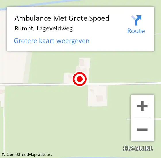 Locatie op kaart van de 112 melding: Ambulance Met Grote Spoed Naar Rumpt, Lageveldweg op 22 januari 2018 14:22