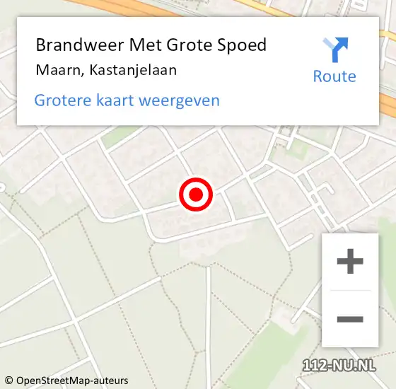 Locatie op kaart van de 112 melding: Brandweer Met Grote Spoed Naar Maarn, Kastanjelaan op 22 januari 2018 14:29