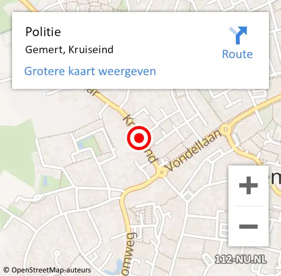 Locatie op kaart van de 112 melding: Politie Gemert, Kruiseind op 14 februari 2014 00:31