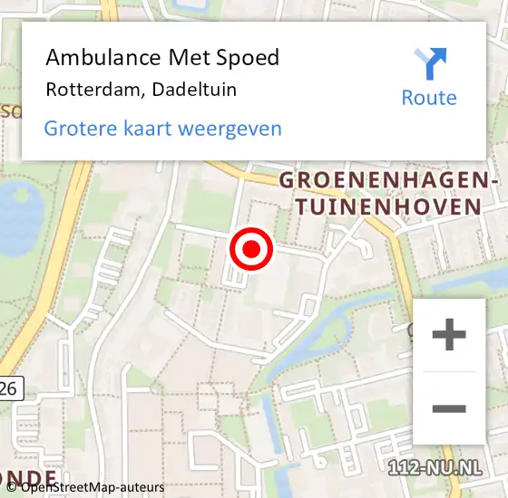 Locatie op kaart van de 112 melding: Ambulance Met Spoed Naar Rotterdam, Dadeltuin op 22 januari 2018 14:48