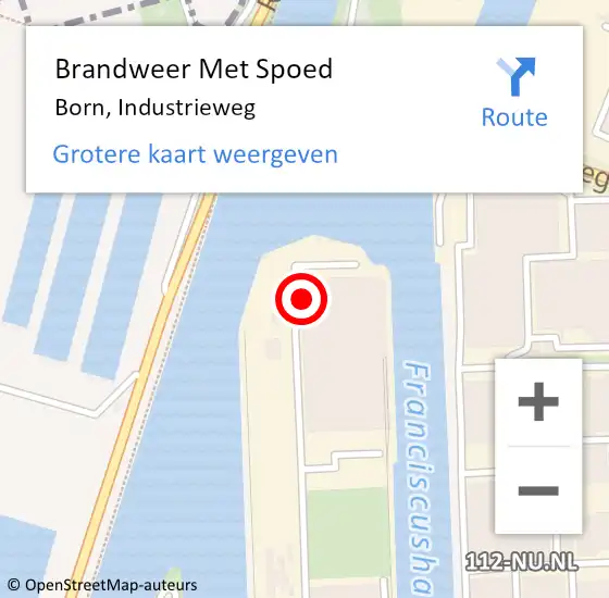 Locatie op kaart van de 112 melding: Brandweer Met Spoed Naar Born, Industrieweg op 22 januari 2018 14:51