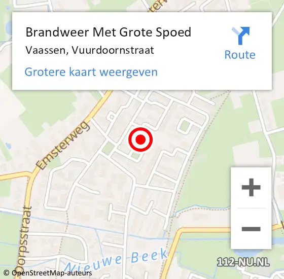 Locatie op kaart van de 112 melding: Brandweer Met Grote Spoed Naar Vaassen, Vuurdoornstraat op 22 januari 2018 15:03