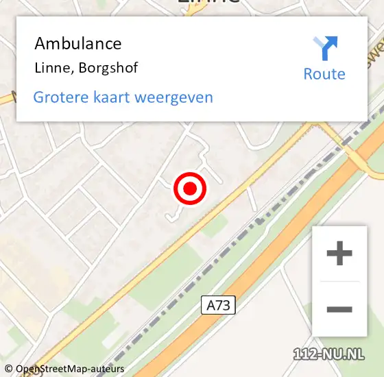 Locatie op kaart van de 112 melding: Ambulance Linne, Borgshof op 22 januari 2018 15:10