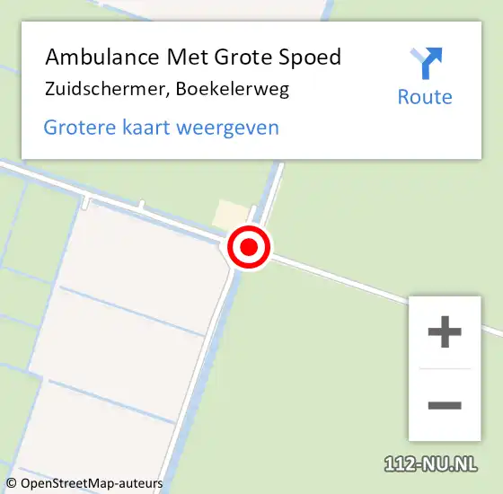 Locatie op kaart van de 112 melding: Ambulance Met Grote Spoed Naar Zuidschermer, Boekelerweg op 22 januari 2018 16:13