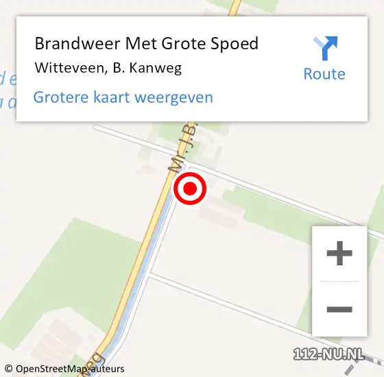 Locatie op kaart van de 112 melding: Brandweer Met Grote Spoed Naar Witteveen, B. Kanweg op 22 januari 2018 16:24