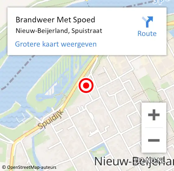 Locatie op kaart van de 112 melding: Brandweer Met Spoed Naar Nieuw-Beijerland, Spuistraat op 22 januari 2018 17:01