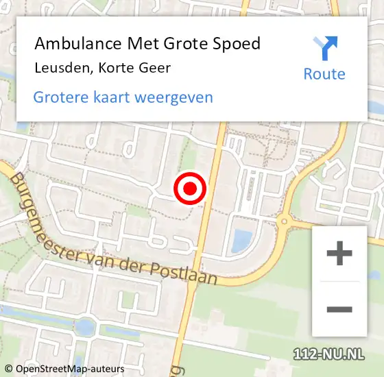 Locatie op kaart van de 112 melding: Ambulance Met Grote Spoed Naar Leusden, Korte Geer op 22 januari 2018 17:10