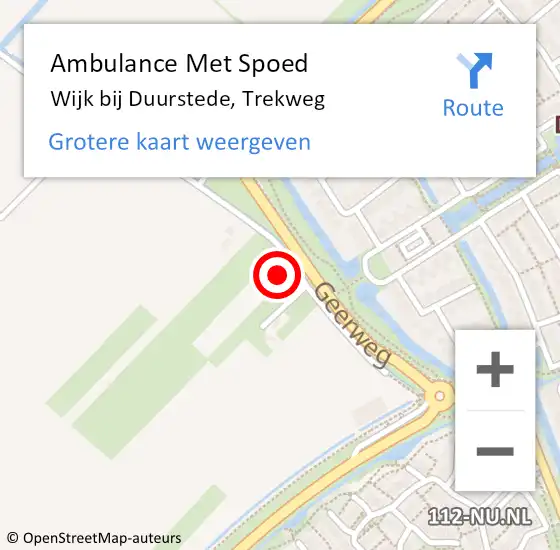 Locatie op kaart van de 112 melding: Ambulance Met Spoed Naar Wijk bij Duurstede, Trekweg op 22 januari 2018 17:19