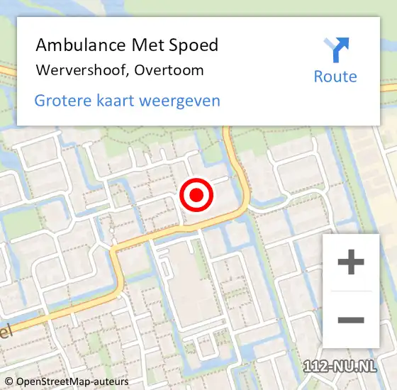 Locatie op kaart van de 112 melding: Ambulance Met Spoed Naar Wervershoof, Overtoom op 22 januari 2018 17:33