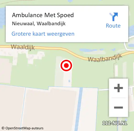 Locatie op kaart van de 112 melding: Ambulance Met Spoed Naar Nieuwaal, Waalbandijk op 22 januari 2018 17:33