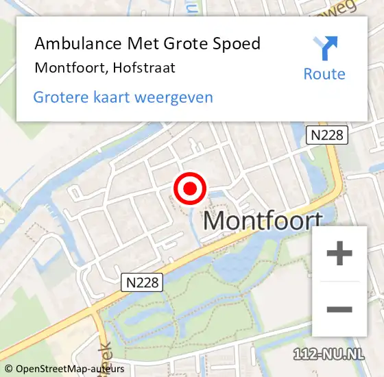 Locatie op kaart van de 112 melding: Ambulance Met Grote Spoed Naar Montfoort, Hofstraat op 22 januari 2018 18:25