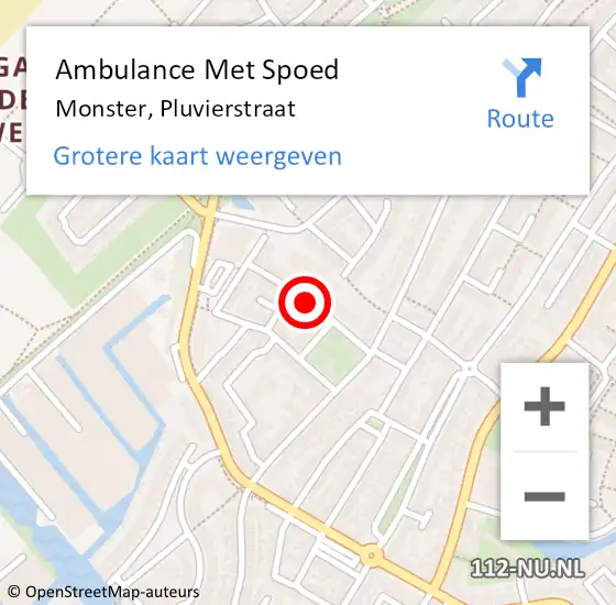 Locatie op kaart van de 112 melding: Ambulance Met Spoed Naar Monster, Pluvierstraat op 22 januari 2018 18:38