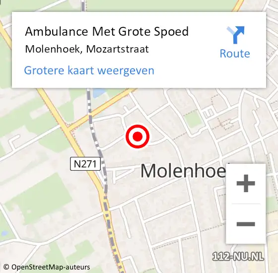 Locatie op kaart van de 112 melding: Ambulance Met Grote Spoed Naar Molenhoek, Mozartstraat op 22 januari 2018 18:45