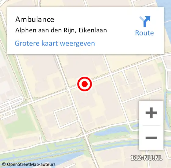 Locatie op kaart van de 112 melding: Ambulance Alphen aan den Rijn, Eikenlaan op 22 januari 2018 19:02