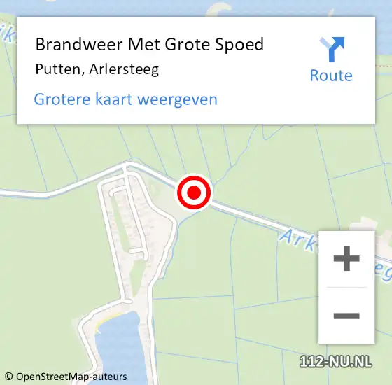 Locatie op kaart van de 112 melding: Brandweer Met Grote Spoed Naar Putten, Arlersteeg op 22 januari 2018 19:11