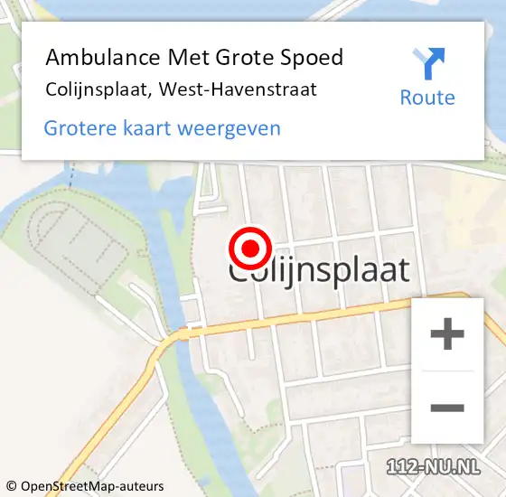 Locatie op kaart van de 112 melding: Ambulance Met Grote Spoed Naar Colijnsplaat, West-Havenstraat op 22 januari 2018 19:27