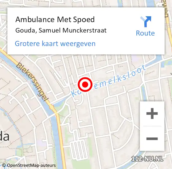 Locatie op kaart van de 112 melding: Ambulance Met Spoed Naar Gouda, Samuel Munckerstraat op 22 januari 2018 19:59