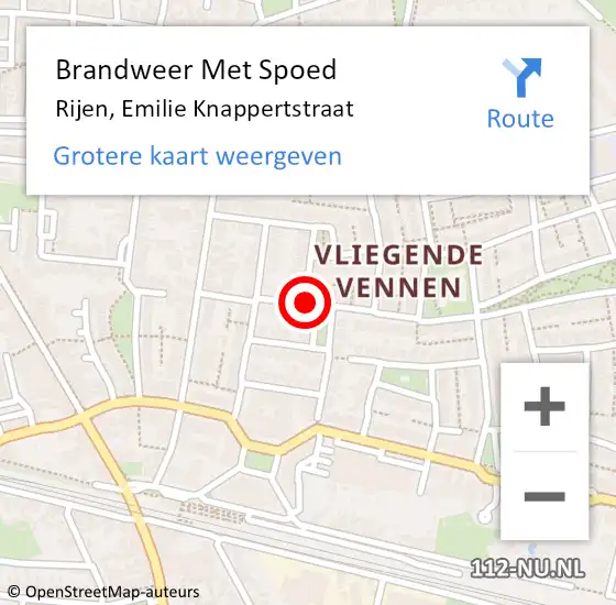 Locatie op kaart van de 112 melding: Brandweer Met Spoed Naar Rijen, Emilie Knappertstraat op 22 januari 2018 20:06