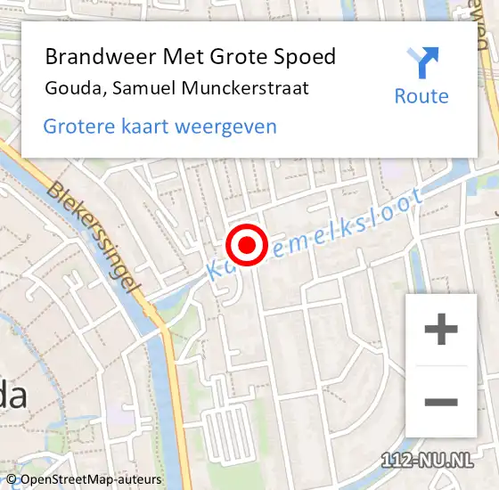 Locatie op kaart van de 112 melding: Brandweer Met Grote Spoed Naar Gouda, Samuel Munckerstraat op 22 januari 2018 20:15