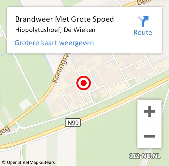 Locatie op kaart van de 112 melding: Brandweer Met Grote Spoed Naar Hippolytushoef, De Wieken op 22 januari 2018 20:15