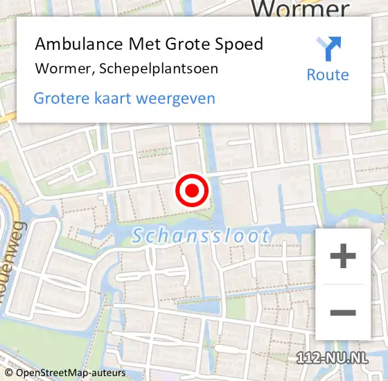 Locatie op kaart van de 112 melding: Ambulance Met Grote Spoed Naar Wormer, Schepelplantsoen op 22 januari 2018 20:51