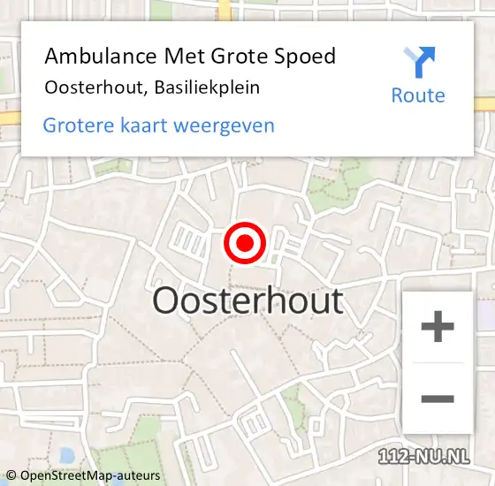 Locatie op kaart van de 112 melding: Ambulance Met Grote Spoed Naar Oosterhout, Basiliekplein op 22 januari 2018 20:52
