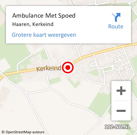 Locatie op kaart van de 112 melding: Ambulance Met Spoed Naar Haaren, Kerkeind op 22 januari 2018 22:32