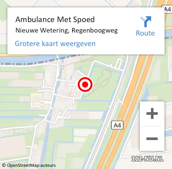 Locatie op kaart van de 112 melding: Ambulance Met Spoed Naar Nieuwe Wetering, Regenboogweg op 22 januari 2018 23:26