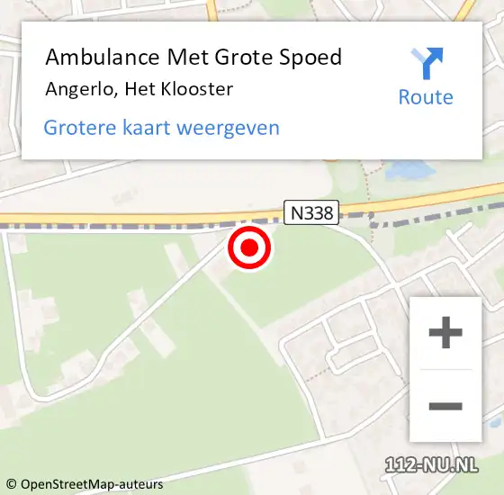 Locatie op kaart van de 112 melding: Ambulance Met Grote Spoed Naar Angerlo, Het Klooster op 22 januari 2018 23:44