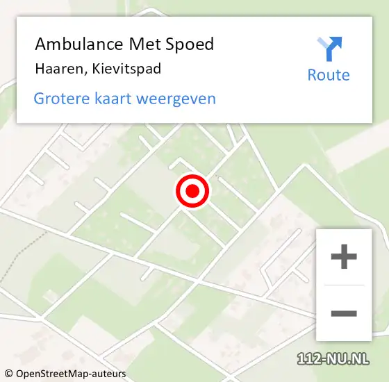 Locatie op kaart van de 112 melding: Ambulance Met Spoed Naar Haaren, Kievitspad op 23 januari 2018 00:43