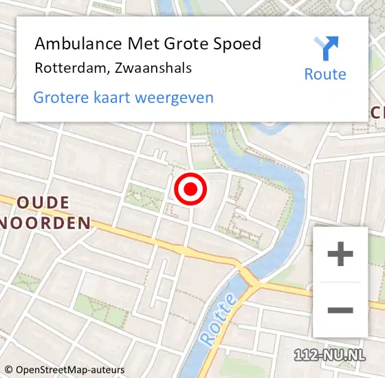 Locatie op kaart van de 112 melding: Ambulance Met Grote Spoed Naar Rotterdam, Zwaanshals op 23 januari 2018 00:56