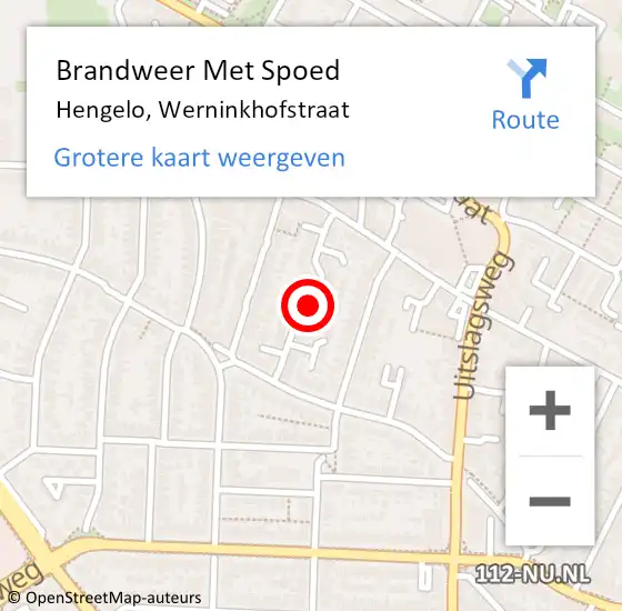 Locatie op kaart van de 112 melding: Brandweer Met Spoed Naar Hengelo, Werninkhofstraat op 23 januari 2018 01:08