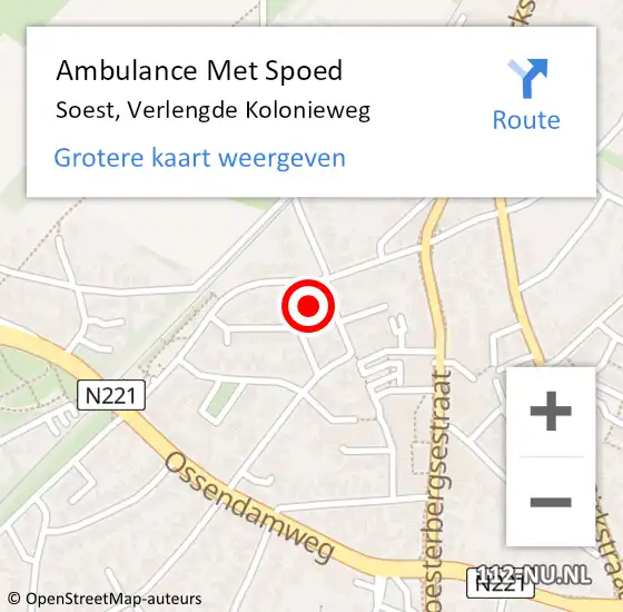 Locatie op kaart van de 112 melding: Ambulance Met Spoed Naar Soest, Verlengde Kolonieweg op 23 januari 2018 01:51