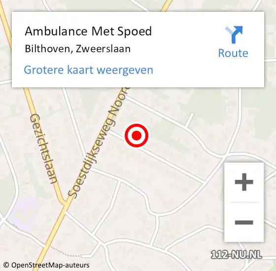 Locatie op kaart van de 112 melding: Ambulance Met Spoed Naar Bilthoven, Zweerslaan op 23 januari 2018 02:52