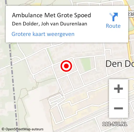 Locatie op kaart van de 112 melding: Ambulance Met Grote Spoed Naar Den Dolder, Joh van Duurenlaan op 23 januari 2018 03:10