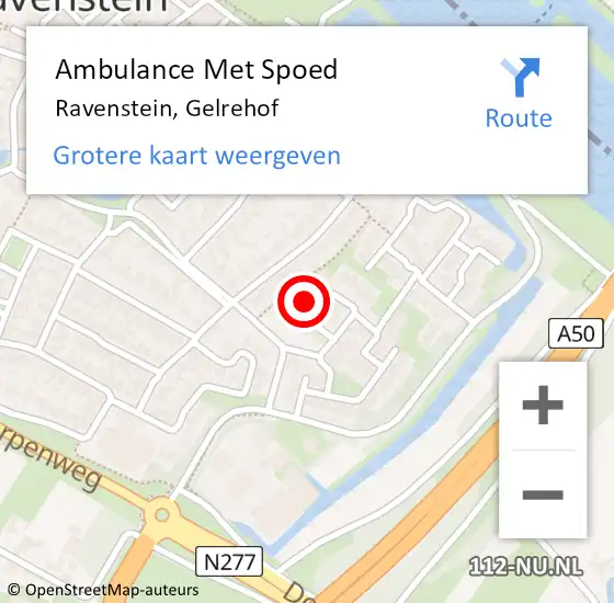 Locatie op kaart van de 112 melding: Ambulance Met Spoed Naar Ravenstein, Gelrehof op 23 januari 2018 03:35