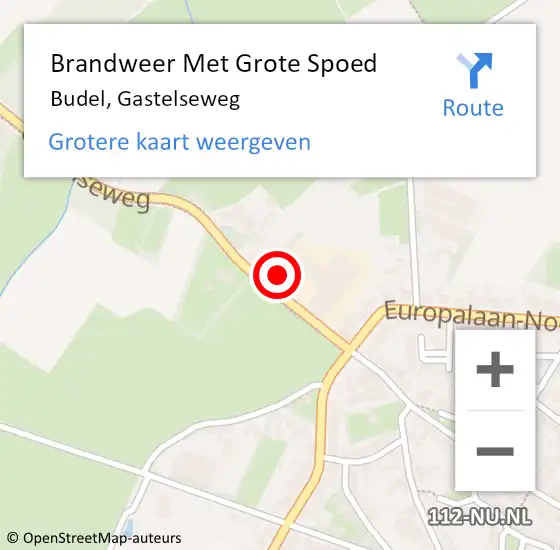 Locatie op kaart van de 112 melding: Brandweer Met Grote Spoed Naar Budel, Gastelseweg op 23 januari 2018 04:15