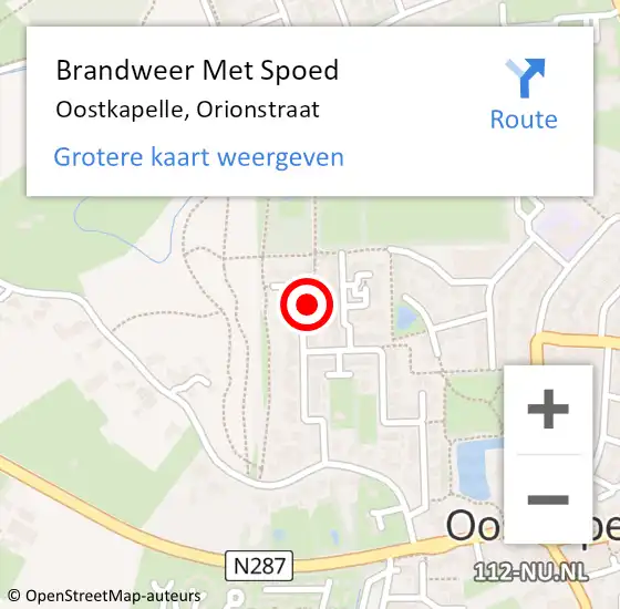 Locatie op kaart van de 112 melding: Brandweer Met Spoed Naar Oostkapelle, Orionstraat op 23 januari 2018 04:15