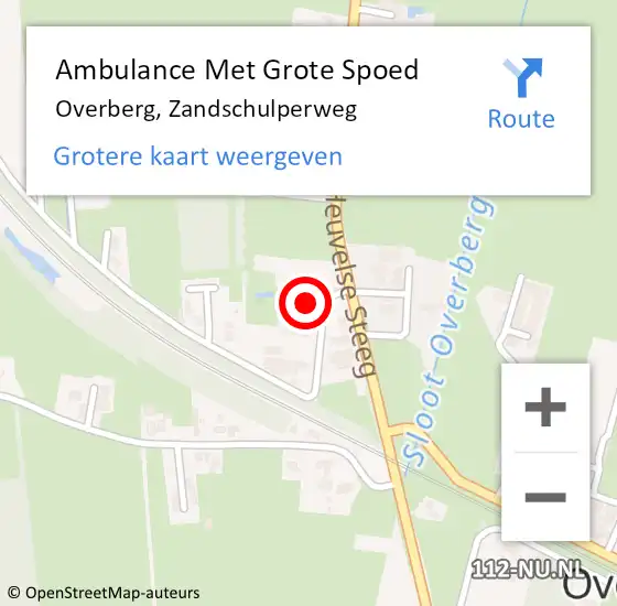 Locatie op kaart van de 112 melding: Ambulance Met Grote Spoed Naar Overberg, Zandschulperweg op 23 januari 2018 05:25