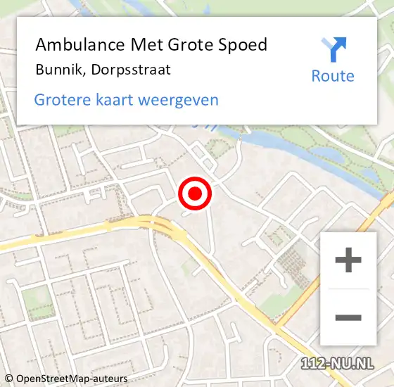 Locatie op kaart van de 112 melding: Ambulance Met Grote Spoed Naar Bunnik, Dorpsstraat op 23 januari 2018 06:17