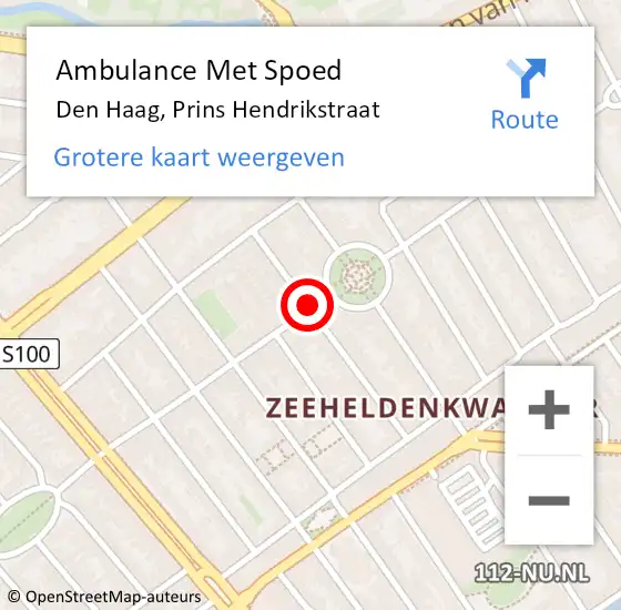 Locatie op kaart van de 112 melding: Ambulance Met Spoed Naar Den Haag, Prins Hendrikstraat op 23 januari 2018 07:47